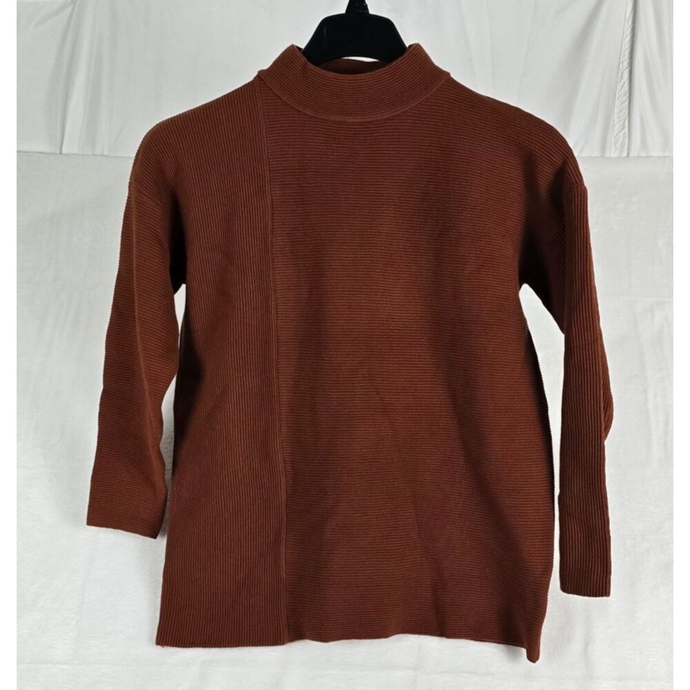 BTFBM Long Sleeve Women’s Sweater Small Brown Mock Neck Casual Ribbed